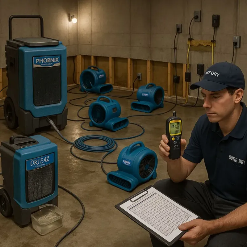 Structural Drying and Dehumidification process in Burnsville, NC